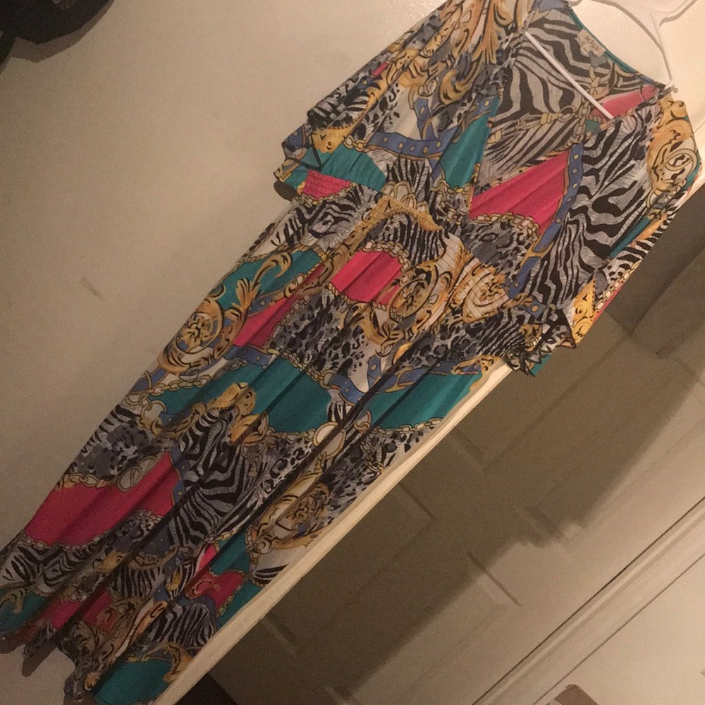 Chain abstract animal print dress